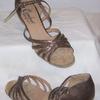 Ladies sandals pewter 2.2" heel